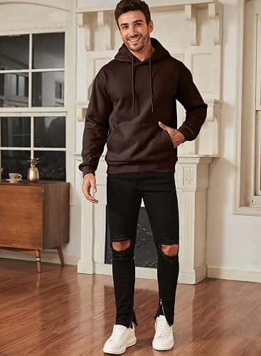 JMIERR Mens Casual Cotton Hooded Collar Drawstring Hoodies Pullover Sweatshirts Casual Long Sleeve Shirts thumbnail 3
