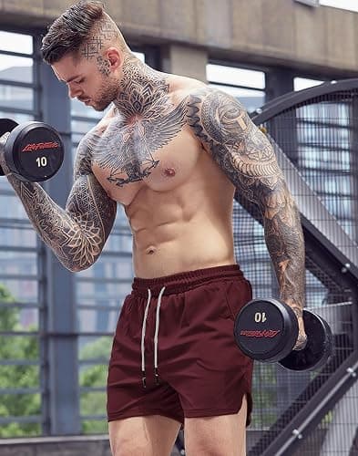 Aolesy Men's Gym Workout Shorts 5" - Large thumbnail 5