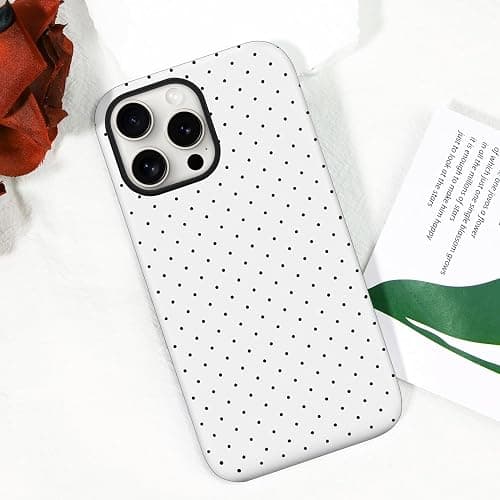 flewfun Magnetic for iPhone 13/14 Case Cute Polka Dot Phone Case, Shockproof Slim TPU and Hard PC Protective Phone Cover Compatible with MagSafe Designed for Women Girls, White thumbnail 8