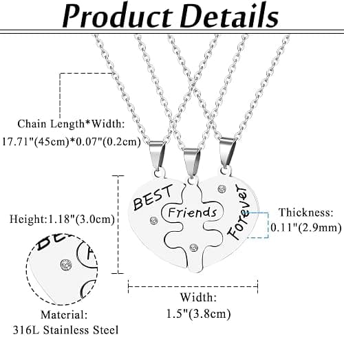 OIDEA Stainless Steel Friendship Best Friends Forever Messages Puzzle Necklaces for Mother's Day Gifts,with Chains Included thumbnail 3