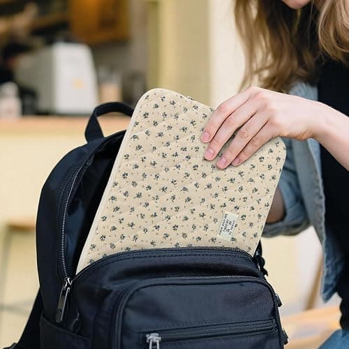 Puffy Laptop Sleeve 13-15.6 Inch Cute Quilted Laptop Protective Case Padded Floral Computer Sleeve for MacBook (A-Blue, 15 Inch) thumbnail 5