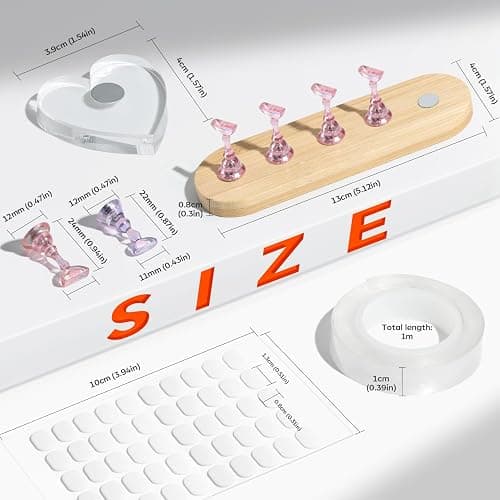 Modelones Nail Stand, Wider Display Base for Press Ons Nail Tips Holders | Heart Display Base Standard Pinky Nail Stands for False Nail Tips Practice Painting 100PCS Adhesive Double-sided Tape thumbnail 3
