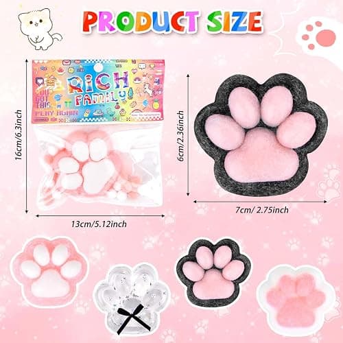 4Pcs Taba Squishy Cat Paw, Mochi Taba Squishy Kit, Mini Animals Soft Squeeze Fidget Toys, Handmade Stress Relief Novelty for Anxiety, Boys Girls Birthday Gifts thumbnail 3