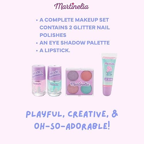 Martinelia Let’s Be Mermaids Complete Kids Makeup Set – Makeup Kit for Girls Ages 4-8 – Non-Toxic, Washable Pretend Play Set – Little Girl Dress Up and Beauty Gift for Toddlers and Kids thumbnail 4