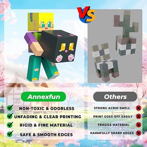 20 Pcs Magnetic Action Figures Playset, Magnetic Building Block Animal Cartoons Toys with Magnetic Cubes, 360° Rotating Arms and Legs, Creative Play Set for Kids 6+, Birthday Gifts for Boys Girls thumbnail 3