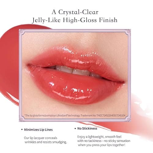Flower Knows Midsummer Fairytales Coating Lip Lacquer,Glowy Non-Fading Lip Gloss,Hydrating Tinted Lip Oil for Girls&Women,Vegan & Cruelty Free,0.17Fl Oz(G04 To the Moon) thumbnail 4
