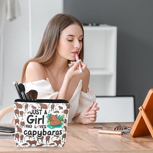 Capybara Makeup Bag Capybara Cosmetic Bag Gifts for Women Girl Friend Capybaras Lovers Christmas Birthday thumbnail 2