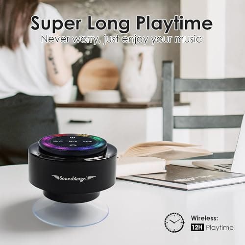 XLeader Shower Speaker, Upgraded,Certified IPX7 Waterproof, Mini Bluetooth Wireless Small Speaker with Lights, Suction Cup and Mic for Bathroom, Crystal Sound&Bass,12H Playtime, Ideal Electronic Gifts thumbnail 7