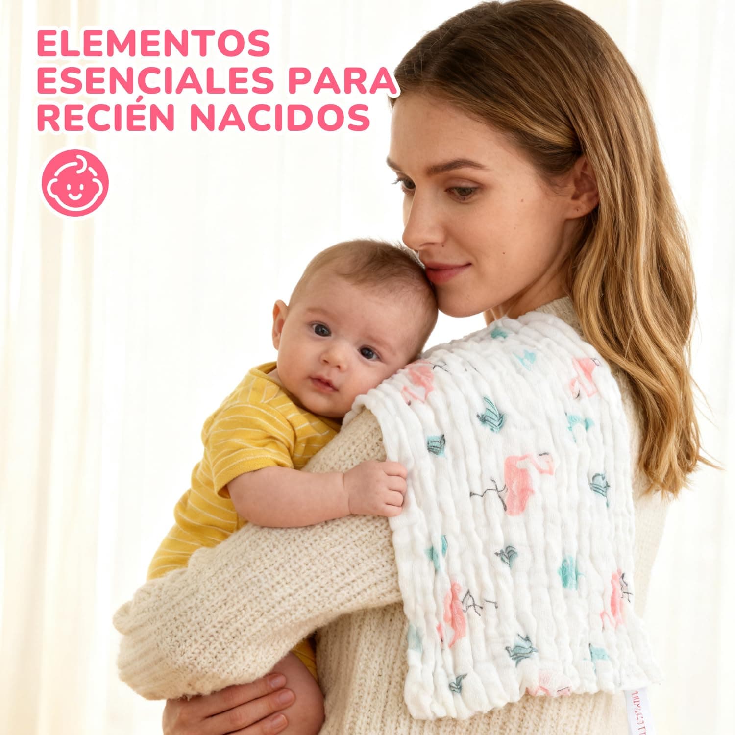 12PCS Paños de Muselina para Bebé, Paños para Eructos Bebe de Algodón Suave de 6 Capas, Extra Suaves y Absorbentes, Adecuado para Bebés, Pieles Sensibles, Recién Nacidos, Adultos, 12x12 Pulgadas (12) - Image 1