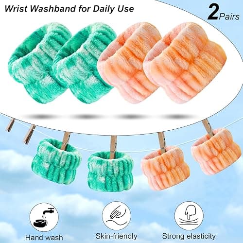 Wteehn 6pcs Headband and Wristband for Face Washing, Makeup Spa Skincare Headband, Skin Care Face Wash Headbands Wrist Bands Tools Set, for Women and Teen Girls Gifts thumbnail 6