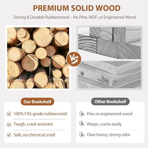 Muwuele 6 Tier Rotating Bookshelf Tower, Solid Wood Bookshelf on Wheels, Circular Book Shelf Rotating, Revolving Bookcase for Small Spaces, Corner Book Case, Spinning Book Shelf for Bedroom, Walnut thumbnail 5