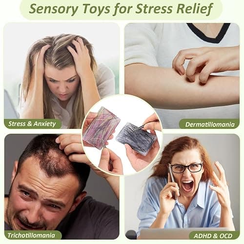 4 Pack-Contains 2 Skin Picking Fidget Toys with 2 Tweezers,Silicone Picky Pad Hair Plucking Fidget Toy for Trichotillomania, ADHD, Anxiety Relief & Sensory Stress Toys for Adults thumbnail 3