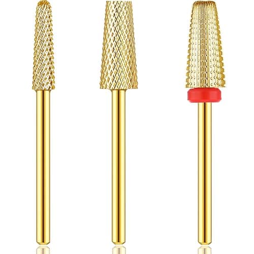 Outus 3 Pieces Nail Carbide 5 in 1 Tapered Barrel Carbide Nail Drill Bit Set, 3/32 Inches Cone Shape Bit for Acrylic or Gel Remover (Golden)'s Wishlist | Listful - Image 1
