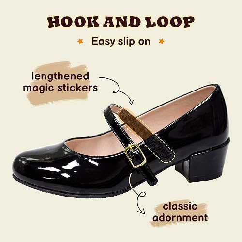 WIKENCY Girls Dress Shoes-Mary Jane Shoes for Girls, Princess Wedding Party Flower Girl School Shoes Low Heel Flats for Little/Big Kids thumbnail 4
