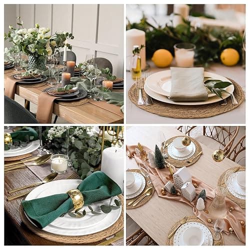 BAVIFY 13 in Round Woven Placemats Set of 4 Chargers for Dinner Plates Farmhouse Rustic Boho Table Mats for Dining Table Decor Wicker Straw Braided Place Mats thumbnail 5
