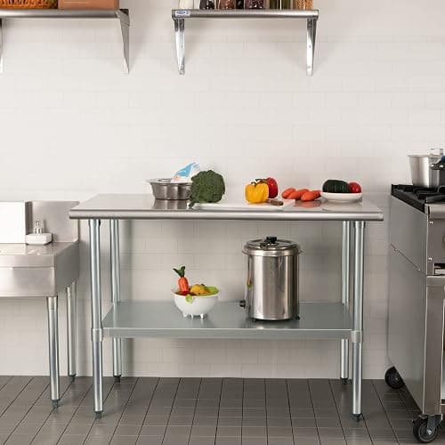 HARDURA Stainless Steel Table 24X48 Inches with Undershelf and Galvanized Legs NSF Heavy Duty Commercial Prep Work Table for Restaurant Kitchen Home and Hotel thumbnail 2