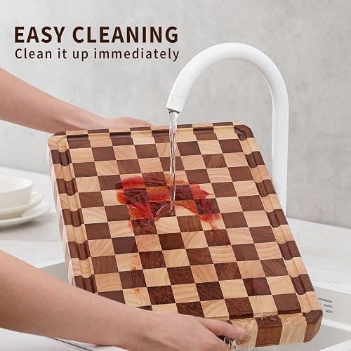 Acacia Wood Cutting Boards for Kitchen-Large Wooden Cutting Boards for Chopping Meat, Cheese, Fruits, and Vegetables thumbnail 8