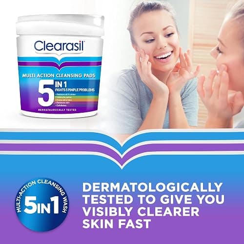 Clearasil 5-in-1 Ultra Cleansing Salicylic Acid Pads, Face Exfoliating for Acne Prone Skin, Unblock Pores, Reduces Blackheads, Pimples & Excess Oil, Everyday Spot Prevention, Pack of 65 thumbnail 3