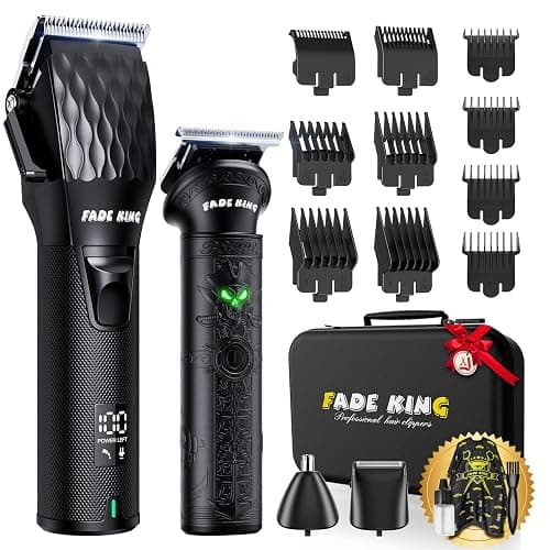 FADEKING® Professional Hair Clippers for Men - Cordless Beard Trimmer & Nose Hair Trimmer Set, All-in-One Mens Grooming Kit with Foil Shaver - Fathers Day Gift for Dad Men Husband - Image 1