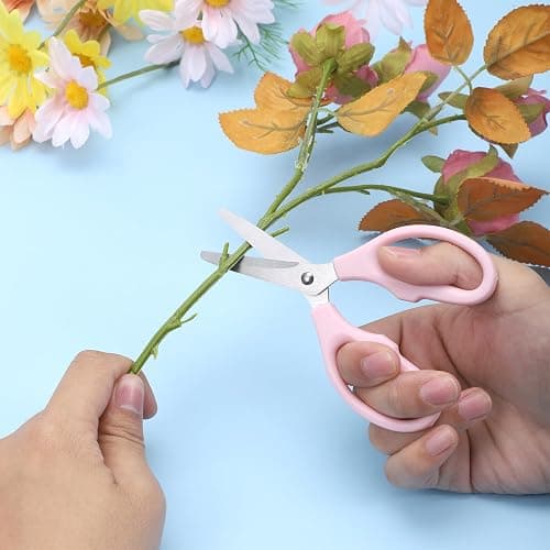 Small Pink Scissors, 5" Stainless Steel Blade with Acrylic Handle All Purpose Scissors Stationery Paper Cutting Tool for Office, Home (Pink) thumbnail 2
