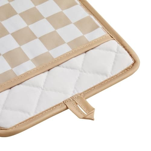 Ohocut Beige Checkered Pot Holder, Checkerboard Potholders for Kitchen, Silicone Pot Holders with Pocket for Kitchen Clearance 2 Pack Set, Hot Pads and Oven Mitts for Cooking Baking thumbnail 5