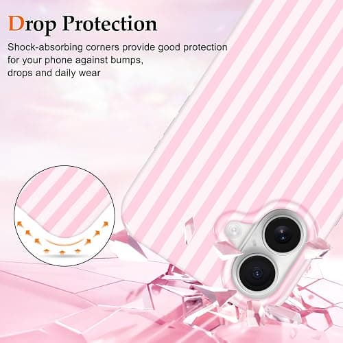 Anuck for iPhone 17 Case Cute Striped Phone Case Girly Aesthetic Vertical Stripe Pattern Design for Women Girls, Soft TPU Shockproof Rubber Bumper Protective Cover for iPhone 17 6.3" - Pink White thumbnail 3