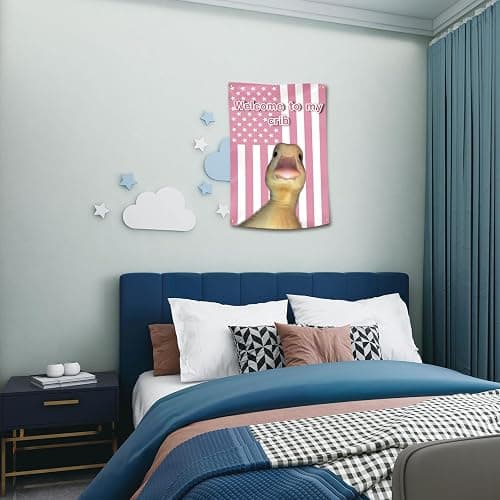 Welcome to My Crib Duck Flag Funny Tapestry Poster for Room Durable Man Cave Wall Decoer Tapestry with Brass Grommets for College Dorm Room Decor 2x3 Feet thumbnail 3