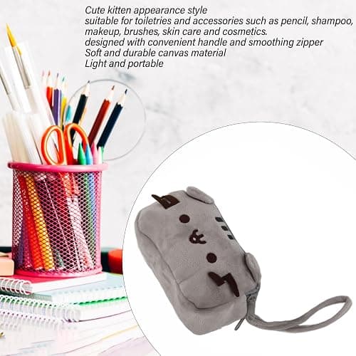 Kitten Motif Toiletry Bag, Cute, Stylish, Soft Canvas, Versatile, Cat Makeup Bag for Outings, Travel, Office thumbnail 7