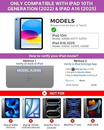 typecase Touch iPad 11th 10th Generation Case with Keyboard (11" 2025, A16 & 10.9" 2022) – 360° Rotatable, 11-Color Backlit, Multi-Touch Trackpad, Pencil Holder, Thin & Light – Light Purple thumbnail 2