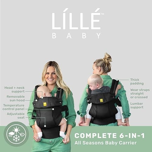 LÍLLÉbaby Complete All Seasons Ergonomic 6-in-1 Baby Carrier Infant to Toddler with Lumbar Support (7-45 Pounds), 360 Degree Baby Wearing & Multi-Position, Inward & Outward Facing (Black) thumbnail 4