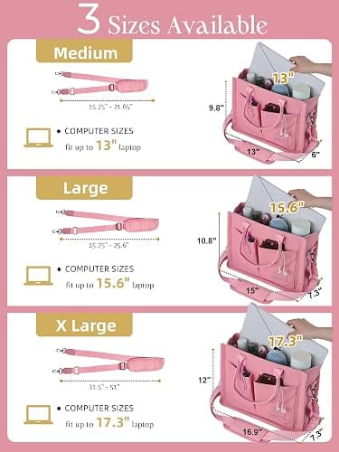 FIORETTO Canvas Tote Bag for Women with Zipper Closure & Individual Compartments for Work College for Teacher & Nurse thumbnail 5