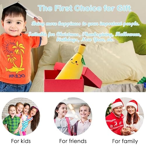 zhidiloveyou Banana Plush Pillow Stuffed Banana Plushie Cute Fruit Toy for Kids, 27.5 inch thumbnail 6