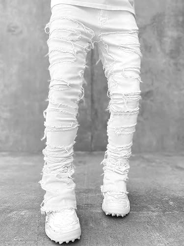 Stacked Jeans Men Skinny Ripped Jeans Slim Fit Denim Pants Y2K Goth Harajuku Emo Jeans Trouser thumbnail 4