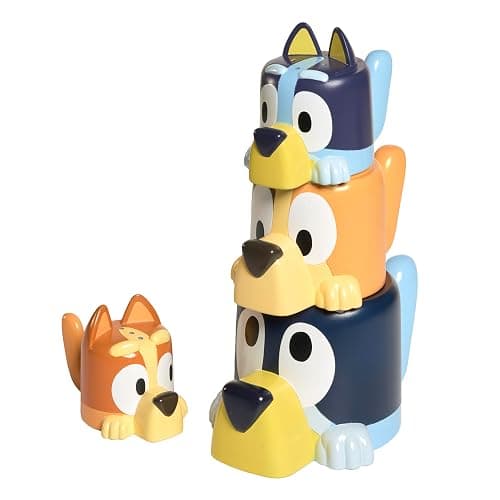 Toomies Bluey Bath Toys - Bluey's Family Pourers - Water Pouring Bluey Figures Including Chilli, Bandit, Bingo, and Bluey - Nesting and Stacking Cups for Bath Time - 4 Count - Ages 18 Months and Up - Family Pourers - Image 1