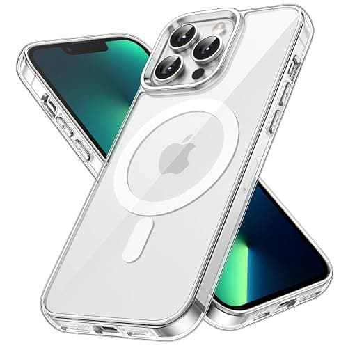JETech Magnetic Case for iPhone 13 Pro, Clear | Compatible with MagSafe, Shockproof Phone Bumper Cover, Scratch Resistant, Clear Back - Image 1
