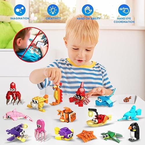 24 Pack Party Favors for Kids Ocean Building Set for Boys Girls Age 6-12 | 629 PCS Mini Building Block Toy for Party Favors, Goodie Bag Fillers Classroom Prizes Birthday Back to school Valentines Day thumbnail 9