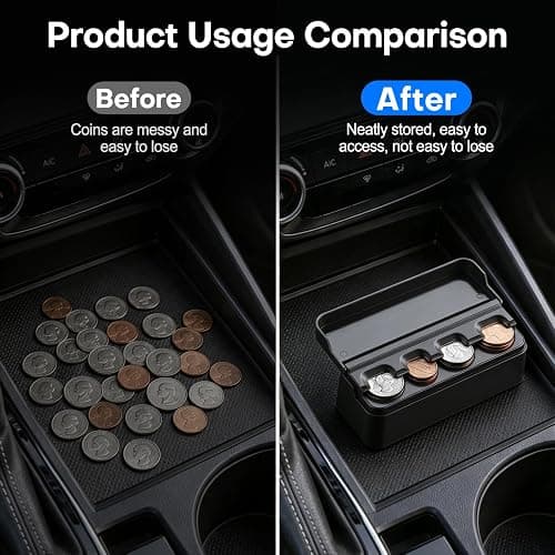 SINGARO Coin Holder for Car, Coin Change Organizer Compatible with Coins of Different Sizes, Dash-Mounted Holder Suitable for Most Cars, Trucks(Black) thumbnail 5