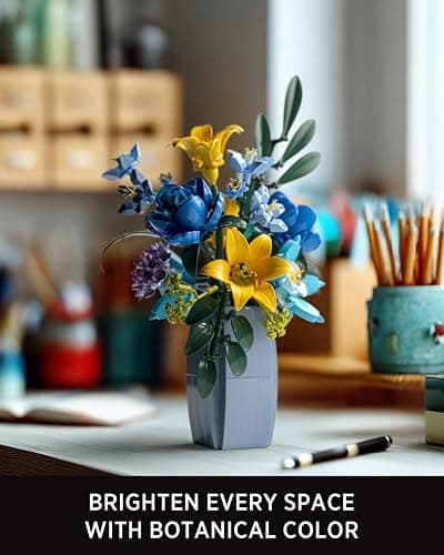 Nifeliz Wildflower Bouquet with Vase Model Toy, Botanical Building Set for Adults, Flower Arrangement for Home or Office Decor, Nature-Inspired Gift for Floral Enthusiasts (902 PCS, NF10337) thumbnail 4
