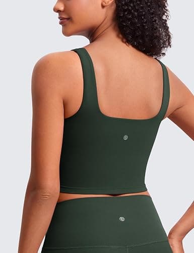 CRZ YOGA Butterluxe Square Neck Crop Tank Tops for Women - Workout Longline Sports Bras Padded Yoga Camisole thumbnail 2
