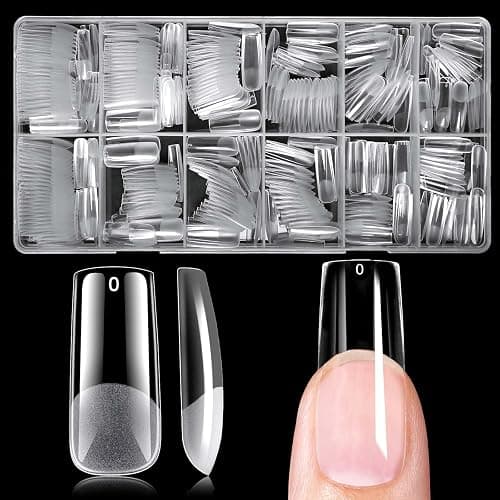300pc Long Square Nail Tips Square Fake Nails Tips Long Acrylic Nails Tips Clear Press on Nails Soft Gel Nail Tips Full Cover False Nails Artificial Fingernail for Gel Nail Extensions - Image 1