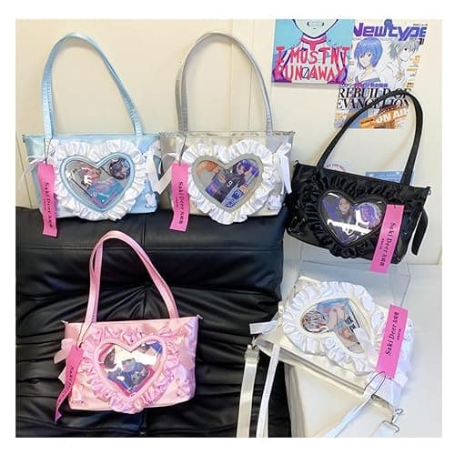 Sweet heart lace design shoulder bag ballet style drawstring messenger bag anime jk itabag bag female thumbnail 7