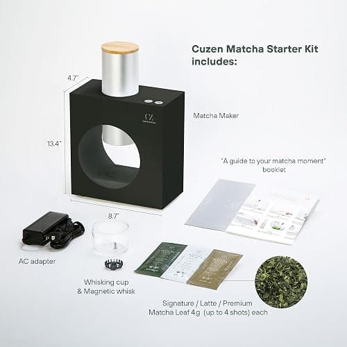 Matcha Maker Starter Kit/Sumi Black - an innovative at-home Matcha Machine that produces freshly ground matcha from organic Japanese tea leaves (Black) thumbnail 2