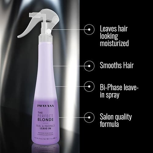 Pravana The Perfect Blonde Seal & Protect Leave-In Conditioner Spray Treatment Detangler | Neutralizes Brassy, Yellow Tones | For Color Treated Hair | Chromasilk Enhances Shine & Protection | Vegan thumbnail 3