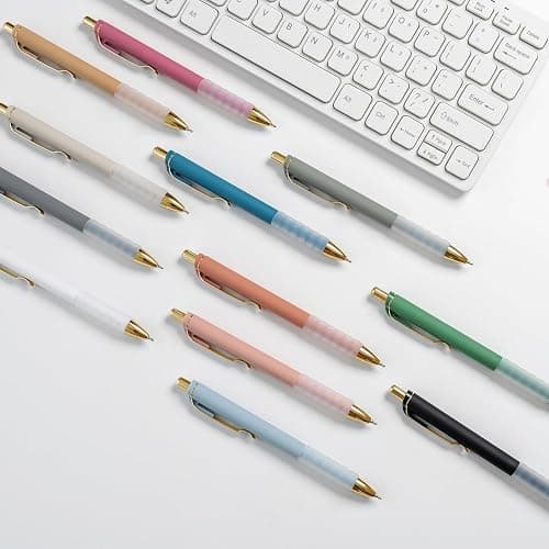 Linbsunne Ballpoint Pens Black Medium Point 1mm Pen with Super Soft Grip Ball Point Pen for Men Women Retractable Pens (gold-12 pcs) thumbnail 6