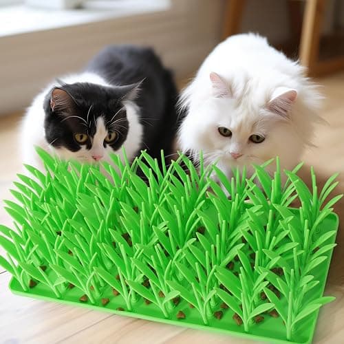 Palksky Silicone Grass Mat for Cats, Slow Food Cat Grass Mat for Indoor Cats, Foraging Snuffle Mat for Dog/Cat, Interactive Enrichment Cat Mat, green thumbnail 6