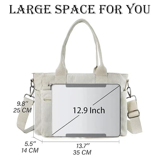 KAMEILONG Womens Casual Corduroy Tote Bags with Multiple Pockets Hobo Crossbody Bag Travel Shoulder Bags Cute Purse Handbag thumbnail 6