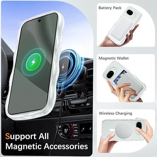 BENTOBEN for Google Pixel 10a Case [Compatible with MagSafe] Cute Curly Wavy Anti-Slip Bumper Magnetic Matte Slim Thin Soft Women Girls Boys Protective Phone Cover for Pixel 10a 6.3", White thumbnail 2