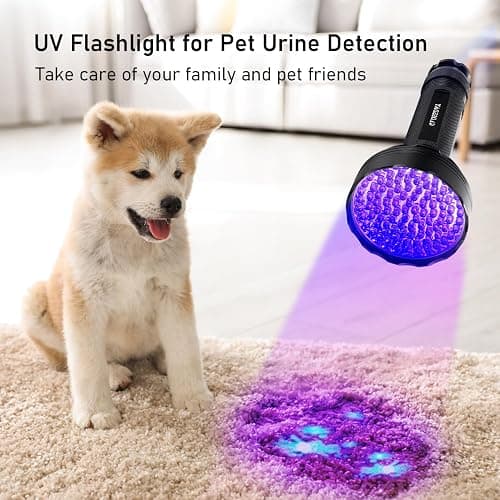 GLOSSDAY Blacklight Flashlight,128 LED UV Flashlights, Upgraded Bright Ultraviolet Flashlight Professional Black Light for Dog/Cat, Hunting Scorpions thumbnail 3