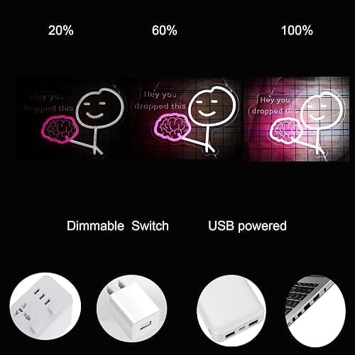 LED Brain Neon Sign Funny You Drop This Neon Light Funny Neon Signs for Man Room Decor office Decor Birthday Gifts 15.7 * 10.3 In thumbnail 4