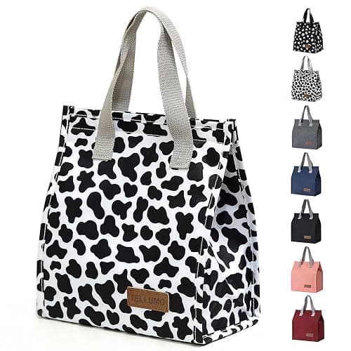 TELLUMO Lunch bag, Insulated Lunch Bag for Women Men Large Lunch Box Container Reusable Leakproof Tote for Office, Work, School, Beach or Travel (Cow-print) - Image 1